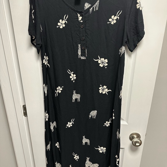 Vintage 90s/y2k zebra flower MACKSON size M maxi button front dress - Picture 5 of 5